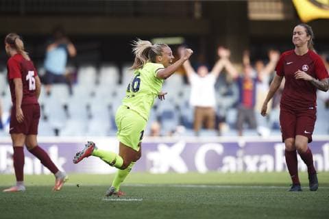 BARCELONA, 26-09-2018. UEFA Women s Champions League 2018 2019, round of 32. FC Barcelona Barca - BIIK-Kazygurt. during the game FC Barcelona 2-0 BIIK-Kazygurt. Toni Duggan of FC Barcelona celebrates the 1-0. FC Barcelona - BIIK-Kazygurt  x2496795x