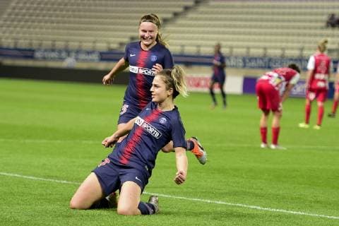 Fußball, Damen, CL, Paris Saint Germain - Sankt Pölten Spratzern joie des joueses du PSG apres le but de Melike Pekel (PSG) FOOTBALL : PSG vs FSK Sankt Polten Spratzern - UEFA ligue des champions feminine - 27 09 2018 JBAutissier Panoramic 