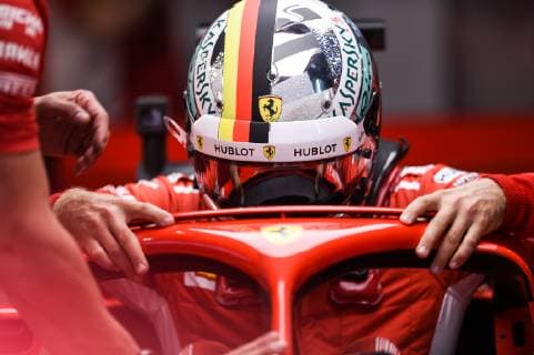 (180928) -- SOCHI, Sept. 28, 2018 -- Sebastian Vettel of Scuderia Ferrari gets in the car during the 2nd practice session at Formula 1 VTB Grand Prix in Sochi, Russia, on Sept. 28, 2018. ) (SP)RUSSIA-SOCHI-F1-PRACTICE EvgenyxSinitsyn 