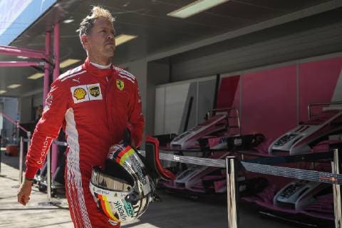 SOCHI, RUSSIA - SEPTEMBER 29, 2018: Scuderia Ferrari driver Sebastian Vettel in practice sessions at the 2018 Formula One VTB Russian Grand Prix at the Sochi Autodrom racing circuit. Yegor Aleyev TASS  TS091F0E