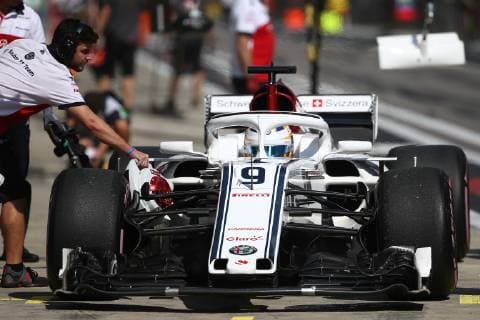 SOCHI, RUSSIA - SEPTEMBER 29, 2018: Alfa Romeo Sauber driver Marcus Ericsson in practice sessions at the 2018 Formula One VTB Russian Grand Prix at the Sochi Autodrom racing circuit. Yegor Aleyev TASS  TS091F1C