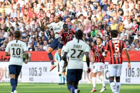 05 MARQUINHOS (PSG) - 27 JEAN VICTOR MAKENGO (NICE) FOOTBALL : Nice vs Paris SG - Ligue 1 Conforama - 29 09 2018 FEP Panoramic 