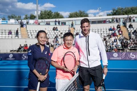 BEIJING, CHINA - SEPTEMBER 29: Zhang Shuai (L) of China and Juan Martin Del Potro (R) of Argentina attend Soong Ching Ling Foundation charity event on day one of the 2018 China Open at the China National Tennis Centre on September 29, 2018 in Beijing, China.  Copyright: xVCGx CFP111169581364 