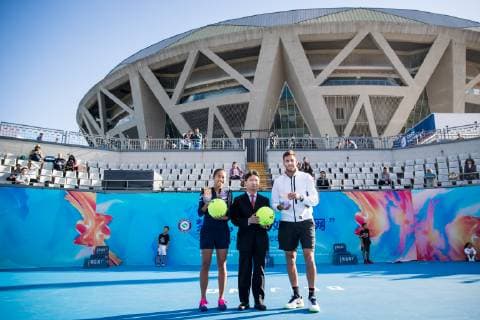 BEIJING, CHINA - SEPTEMBER 29: Zhang Shuai (L) of China and Juan Martin Del Potro (R) of Argentina attend Soong Ching Ling Foundation charity event on day one of the 2018 China Open at the China National Tennis Centre on September 29, 2018 in Beijing, China.  Copyright: xVCGx CFP111169581395 