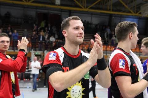 Joy at Marian Orlowski TuS N Luebbecke 29 TuS N Luebbecke vs VfL Luebeck Schwartau Handball 2 Bundesliga 29 09 2018 TuS N Luebbecke vs VfL Luebeck Schwartau Handball 2 Bundesliga 29 09 2018 Luebbecke Copyright: xEIBNER JanxStrohdiekx EP_JSK