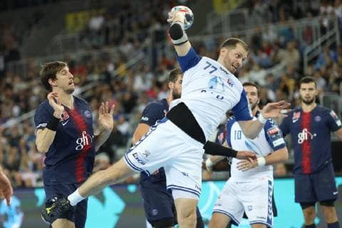 Zagreb, 29 09 2018 - Arena Zagreb hall, 2018 19 EHF Men s Champions League Group Phase. HC Prvo plinarsko drustvo Zagreb (white) - Paris Saint-Germain HB (blue) 21:32 BICANIC Damir (77) 