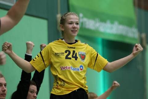 Cheers Torjubel at Sophie Fasold No. 24 TSV North Harrislee Harrislee Schleswig Holstein Germany Holmberghalle Copyright: xAgentur54Gradx xSpeedphotosx
