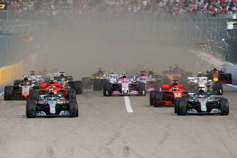 SOCHI, RUSSIA â€“ SEPTEMBER 30, 2018: Race during the 2018 Formula One Russian Grand Prix at the Sochi Autodrom racing circuit. Sergei Fadeichev TASS  TS091FF2