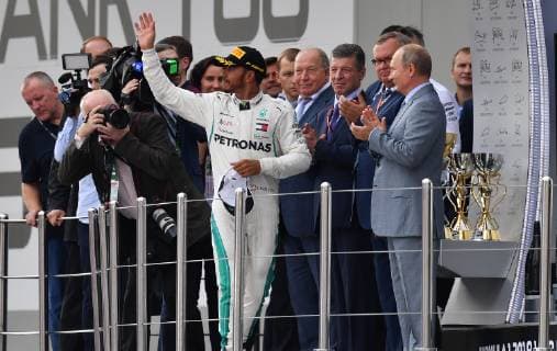 Vladimir Putin Lewis Hamilton Lewis Hamilton Mercedes Grand Prix formula 1 Russian GP in Sochi 30 09 2018 Photo mspb Jerry Andre Vladimir Putin Lewis Hamilton formula 1 GP Russian 2018