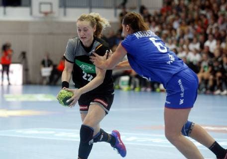 Nordhausen 30 09 2018 Sport Handball Internationals Women Season 2018 19 Germany GER vs Russia RUS Maren Weigel GER and Ekaterina Matlashova RUS