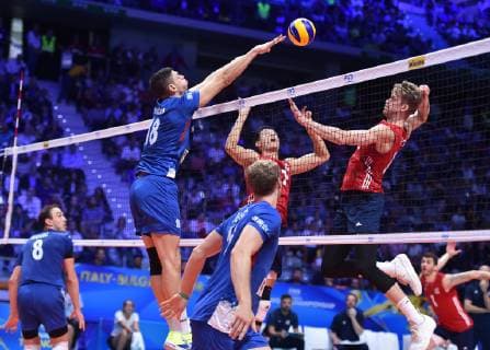 Maxwell Holt of USA, Marko Podrascanin of Serbia. Torino 30-09-2018 Pala Alpitour FIVB Volleyball Men s World Championship WM Weltmeisterschaft Pallavolo Campionati del Mondo Uomini Finals 3th place Serbia - USA Foto Antonietta Baldassarre Insidefoto antoniettaxbaldassarre