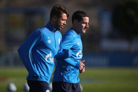 01 10 2018 Football Season 2018 2019 Training FC Schalke 04 v Mark Uth FC Schalke 04 Sebastian Rudy FC Schalke 04 Gelsenkirchen NRW Germany
