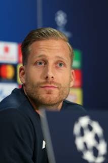 Oliver Baumann Goalkeeper Hoffenheim 1 Single Action Action Portrait Portrait at the Press Conference PK Press Conference Press Date Media Date Soccer UEFA Champions League Press Conference TSG 1899 Hoffenheim xozx