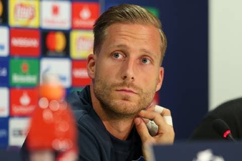 Oliver Baumann Goalkeeper Hoffenheim 1 Single Action Action Portrait Portrait at the Press Conference PK Press Conference Press Date Media Date Soccer UEFA Champions League Press Conference TSG 1899 Hoffenheim xozx
