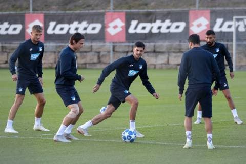 Stefan Posch Hoffenheim 38 Nico Schulz Hoffenheim 16 Florian Grillitsch Hoffenheim 11 Leonardo Jesus Loureiro Bittencourt Leo Bittencourt Hoffenheim 13 Kerem Demirbay Hoffenheim 10 Training game in practice Football UEFA Champions League final training TSG 1899 Hoffenheim xozx