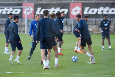 Players of the TSG 1899 Hoffenheim at the training game Football UEFA Champions League final training TSG 1899 Hoffenheim xozx