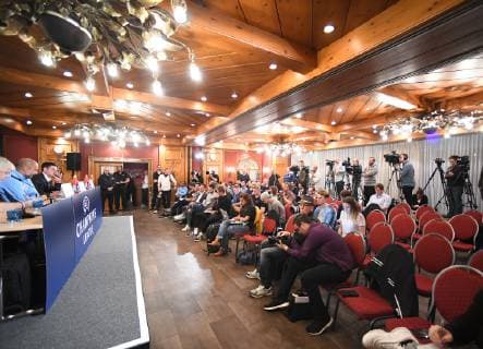 01 10 2018 xmeix Football UEFA Champions League TSG 1899 Hoffenheim Training and Press Conference emspor v l Well-attended Manchester City press conference DFL DFB REGULATIONS PROHIBIT ANY USE OF PHOTOGRAPHS as IMAGE SEQUENCES and or QUASI VIDEO Sinsheim prio:1
