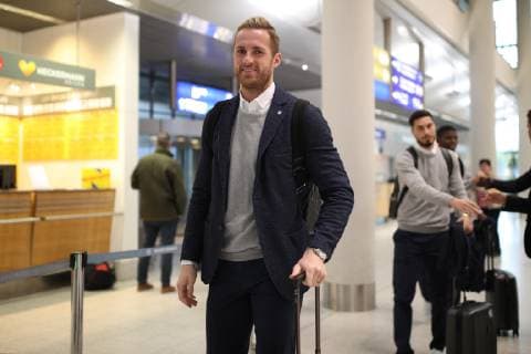02 10 2018 Soccer Season 2018 2019 Champions League FC Schalke 04 Departure at the airport Münster Osnabrück Ralf Fährmann FC Schalke 04 Münster NRW Germany