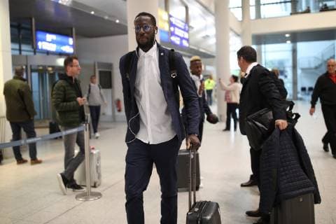 02 10 2018 Soccer Season 2018 2019 Champions League FC Schalke 04 Departure at Münster Muenster Osnabrück Salif Sane FC Schalke 04 Muenster NRW Germany