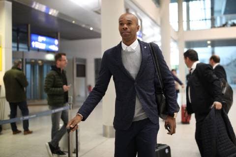 02 10 2018 Football Season 2018 2019 Champions League FC Schalke 04 Departure at the airport Münster Osnabrück Naldo FC Schalke 04 Münster NRW Germany