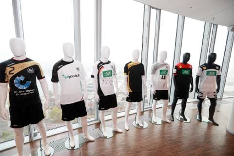 Local DHB jersey presentation for the Handball World Cup 2019 in the Sky Tower in Cologne from the right home shirt away jersey 02 10 2018