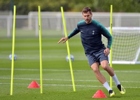 Fernando Llorente of Tottenham Hotspur during the Tottenham Hotspur part open training session ahead of the Champions League fixtures between Spurs & Barcelona. Training takes place at Tottenham Hotspur Training Ground, Hotspur Way, England on 2 October 2018. Copyright: xVincexxMignottx PMI-2287-0018