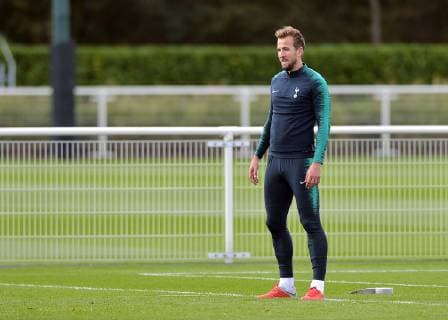 Harry Kane of Tottenham Hotspur during the Tottenham Hotspur part open training session ahead of the Champions League fixtures between Spurs & Barcelona. Training takes place at Tottenham Hotspur Training Ground, Hotspur Way, England on 2 October 2018. Copyright: xVincexxMignottx PMI-2287-0024