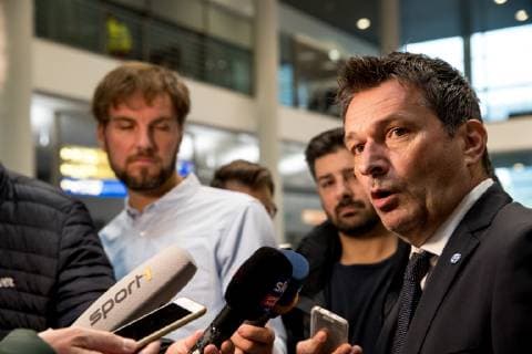 02 10 2018 Football Season 2018 2019 Champions League FC Schalke 04 Departure at the airport Münster Osnabrück Manager Christian HEIDEL FC Schalke 04 Münster NRW Germany