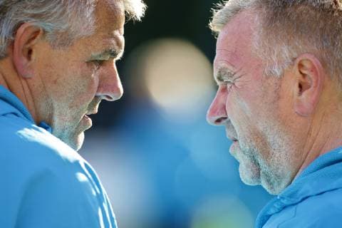 EINDHOVEN, 02-10-2018, PSV Philips Stadium , UEFA Champions League season 2018 2019 , PSV training before PSV - Inter . PSV physical trainer Eddy Pepels (R) and kit man Adri van Dooren (L) during the last training before PSV - Inter . PSV training before Inter  x2515032x