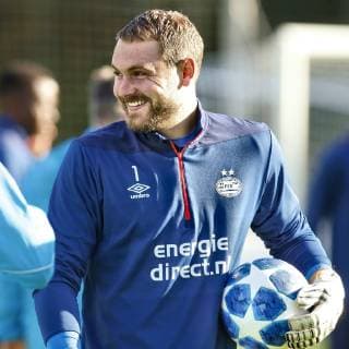 EINDHOVEN, 02-10-2018, PSV Philips Stadium , UEFA Champions League season 2018 2019 , PSV training before PSV - Inter . PSV goalkeeper Jeroen Zoet laughing during the last training before PSV - Inter . PSV training before Inter  x2515038x