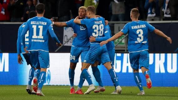 TSG 1899 Hoffenheim celebrate goalkeeper 0 0 goalscoring goalscoring celebrate the goal goal celebration cheering over the goal optimistic Action Action Soccer UEFA Champions League TSG 1899 Hoffenheim Manchester City FC xozx