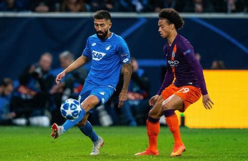 02 10 2018 xfux Football UEFA Champions League TSG 1899 Hoffenheim Manchester City FC emporer Kerem Demirbay TSG 1899 Hoffenheim Leroy Sane Manchester City FC Sinsheim