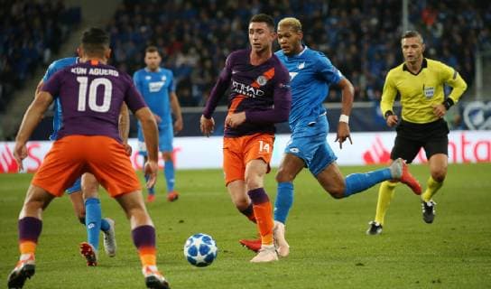 Aymeric Laporte 14 Manchester City UEFA Champions League TSG 1899 Hoffenheim vs Manchester City Groupe F Matchday 2 October 02 2018 Wirsol Rhein Neckar Arena Germany YmdY DFL regulations prohibit any use of photographs as sequences or video TSG 1899 Hoffenheim Manchester City