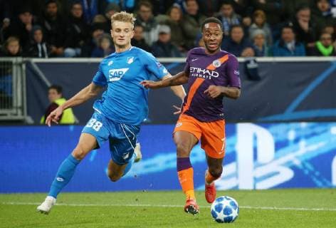 Stefan POSCH 38 1899 Hoffenheim Raheem Sterling 7 Manchester City UEFA Champions League TSG 1899 Hoffenheim vs Manchester City Groupe F Matchday 2 October 02 2018 Wirsol Rhein Neckar Arena Germany YmdY DFL regulations prohibit any use of images as image sequences or quasi video TSG 1899 Hoffenheim Manchester City
