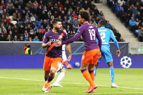 02 10 2018 xtvx Football UEFA Champions League TSG 1899 Hoffenheim Manchester City FC emporer sc Goal scored Goal scored at 1 1 Sergio Aguero Manchester City DFL DFB REGULATIONS PROPHIBIT ANY USE OF PHOTOGRAPH as IMAGE SEQUENCES and or QUASI VIDEO Sinsheim