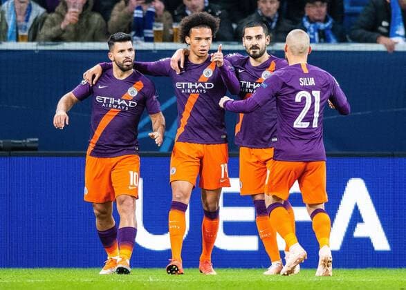 Sergio Agueero Agüero Manchester City FC Leroy Sane Manchester City FC Ilkay Guendogan Manchester City FC David Silva Manchester City FC Torjubel Goal celebration celebrate the goal to 1 1 Sinsheim