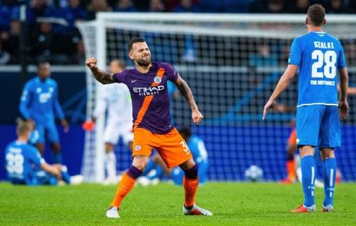 02 10 2018 xfux Football UEFA Champions League TSG 1899 Hoffenheim Manchester City FC emspor v Nicolas Otamendi Manchester City FC Torjubel Goal celebration celebrate the goal to 1 1 Sinsheim