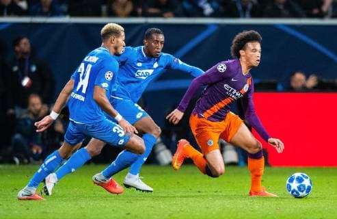 02 10 2018 xfux Football UEFA Champions League TSG 1899 Hoffenheim Manchester City FC emporer Joelinton TSG 1899 Hoffenheim Joshua Brenet TSG 1899 Hoffenheim Leroy Sane Manchester City FC Sinsheim