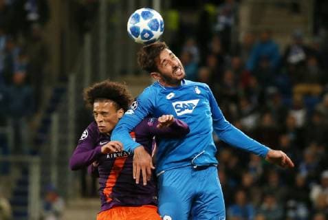 Leroy Sane 19 Manchester City Ishak BELFODIL 19 1899 Hoffenheim TSG 1899 Hoffenheim vs Manchester City Groupe F Matchday 2 October 02 2018 Wirsol Rhein Neckar Arena Germany YmdY DFL regulations prohibit any use of images as image sequences or quasi video TSG 1899 Hoffenheim Manchester City