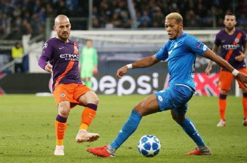 David Silva 21 Manchester City JOELINTON 34 1899 Hoffenheim TSG 1899 Hoffenheim vs Manchester City Groupe F Matchday 2 October 02 2018 Wirsol Rhein Neckar Arena Germany YmdY DFL regulations prohibit any use of photographs TSG 1899 Hoffenheim Manchester City