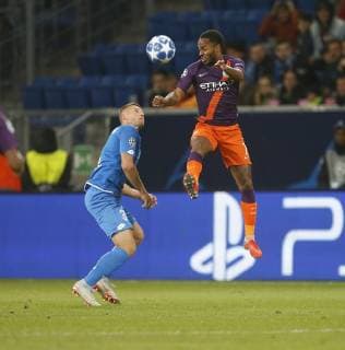 Pavel Kaderabek Hoffenh Raheem Sterling City 1899 Hoffenheim Manchester City Sinsheim GER 02 10 2018 1 Round of the Soccer Champions League 2018 2019