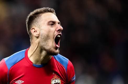 MOSCOW, RUSSIA - OCTOBER 2, 2018: CSKA Moscow s Nikola Vlasic celebrates scoring in the 2018 19 UEFA Champions League Group G Round 2 football match against Real Madrid at Luzhniki Stadium. Valery Sharifulin TASS  TS0923C0