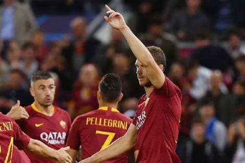 As Roma 02 10 2018 - Champions League Roma-Viktoria Plzen foto Antonello Sammarco Image nella foto: esultanza gol Edin Dzeko 