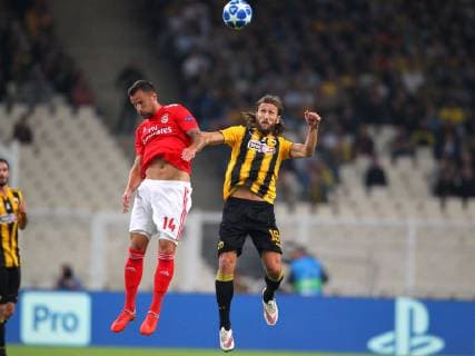 AEK Athens v Benfica UEFA Champions League Dmytro Chygrynskiy of AEK Athens and Haris Seferovic of Benfica during the UEFA Champions League match at Olympic Stadium, Athens Content Not Available For UK Newspapers Copyright: xYannisxHalasx FIL-12362-0014