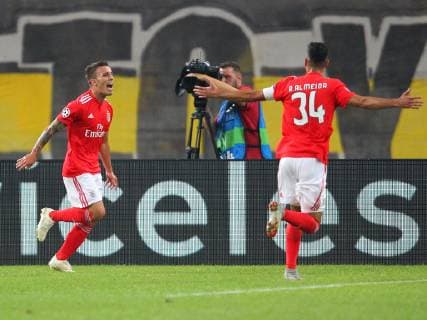 AEK Athens v Benfica UEFA Champions League Alex Grimaldo of Benfica celebrates after scoring his team s second goal during the UEFA Champions League match at Olympic Stadium, Athens Content Not Available For UK Newspapers Copyright: xYannisxHalasx FIL-12362-0020