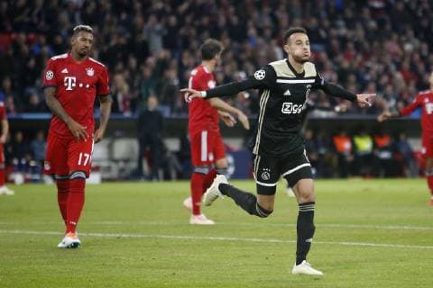 MUNCHEN, 02-10-2018, Allianz Arena, season 2018 2019, Champions League football. Ajax player Noussair Mazraoui 1-1 during the match Bayern Munchen - Ajax . Bayern Munchen - Ajax  x2515722x