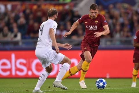Edin Dzeko Roma, Roman Hubnik Plezn. Roma 01-10-2018 Stadio Olimpico Football Calcio UEFA Champions League 2018 2019 AS Roma - FC Viktoria Plzen Foto Antonietta Baldassarre Insidefoto AntoniettaxBaldassarre