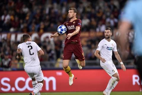 Edin Dzeko of AS Roma scores second goal during the UEFA Champions League group stage match between Roma and FC Viktoria Plzen at Stadio Olimpico, Rome, Italy on 2 October 2018. Copyright: xGiuseppexMaffiax 21460019