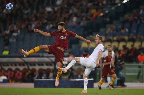 02.10.2018. Stadio Olimpico, Rome, Italy. Uefa Champions League A.S. Roma vs Viktoria Plzen.FEDERICO FAZIO, ROMAN HUBNIK in action during the match at Stadio Olimpico in Rome.  Copyright: xMarcoxIacobuccix xIPAx xMarcoxIacobuccix