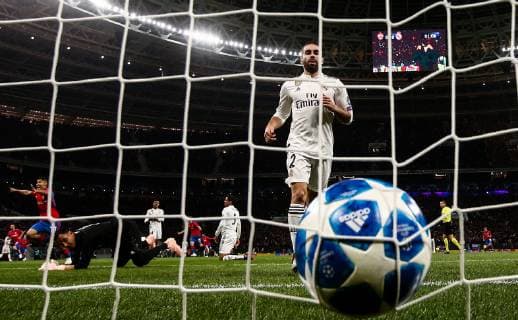 MOSCOW, RUSSIA - OCTOBER 2, 2018: Real Madrid s goalkeeper Keylor Navas concedes a goal in the 2018 19 UEFA Champions League Group G Round 2 football match against CSKA Moscow at Luzhniki Stadium. Valery Sharifulin TASS  TS0923D9